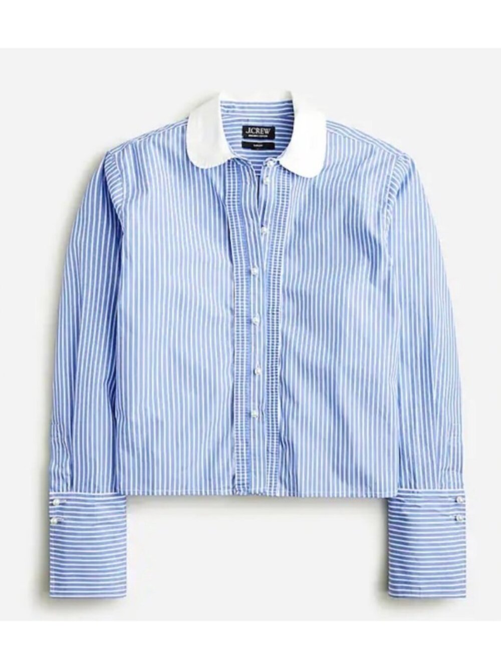 J. Crew Cropped Garçon Shirt with Pearl Buttons in Stripe Size 8